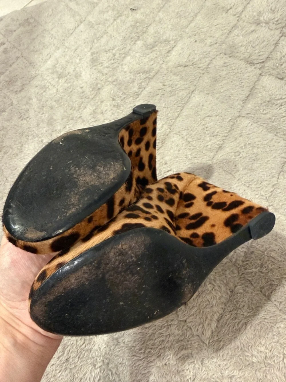 Gucci Leopard Calf Hair Pumps in Tan, Black & Pink - Picture 6 of 9